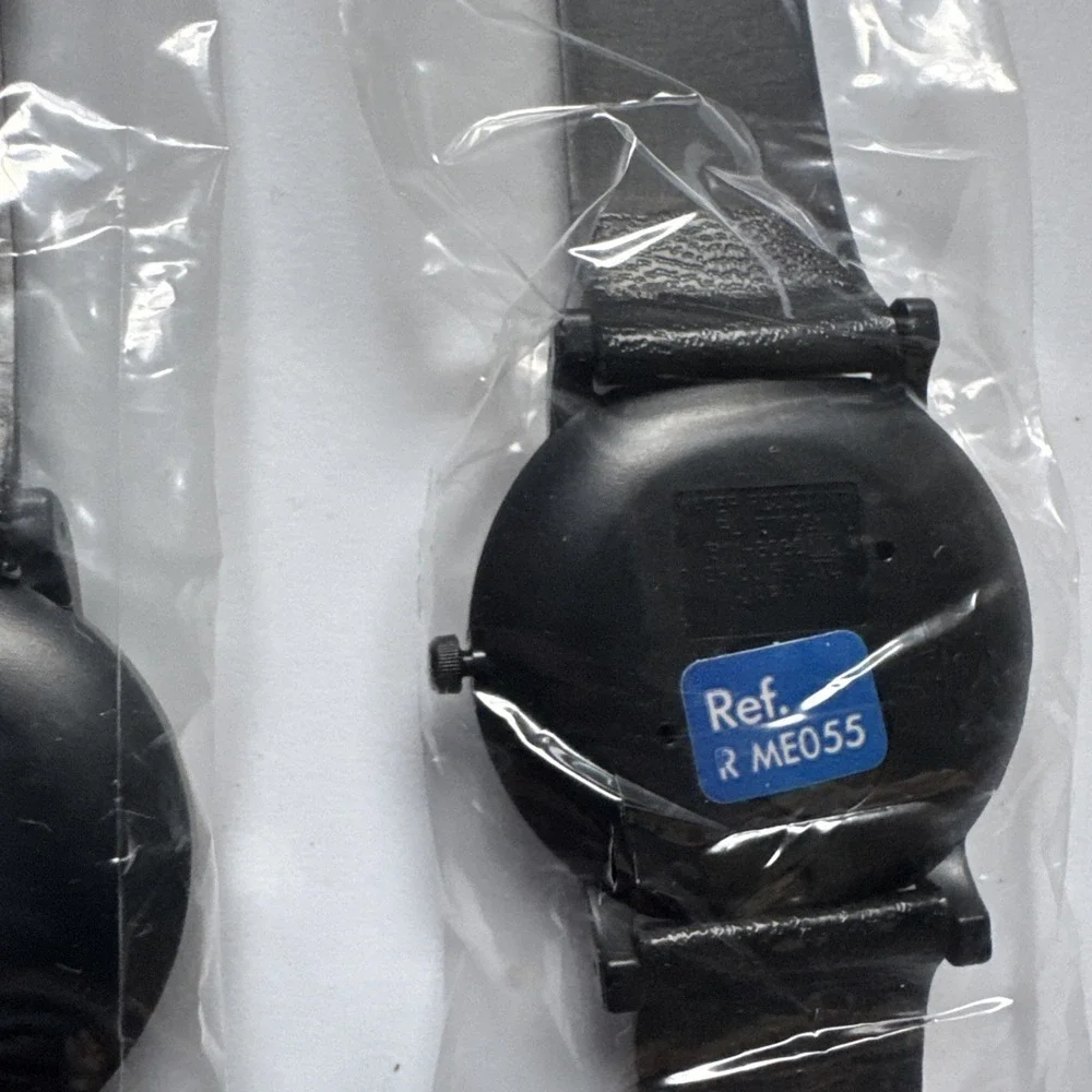 2 Lorus Disney Land 35 Years Black Round Bezel Black Leather Band Watch NOS